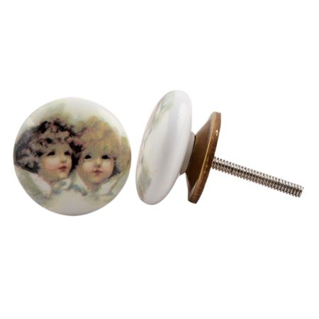 Baby Doll Flat Ceramic Drawer Knob